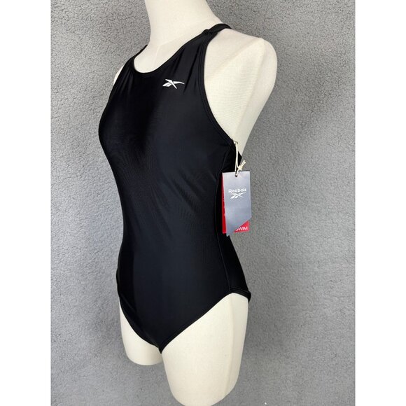 Reebok Women's High-Neck Athletic One-Piece Swimsuit Small Black New With Tag's. - Picture 2 of 8
